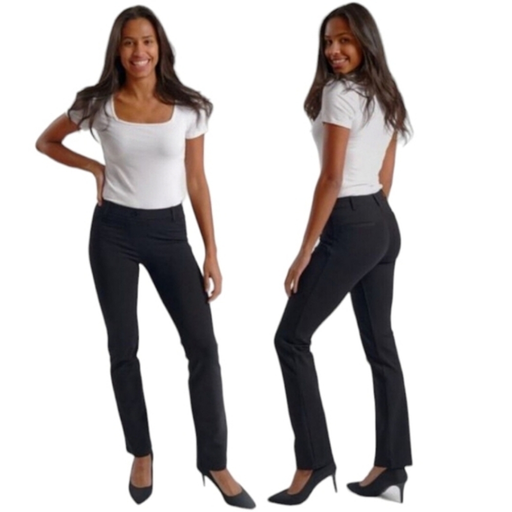 Betabrand Gray Ponte Knit Straight Leg Pants Size Medium Petite Stretch Comfort